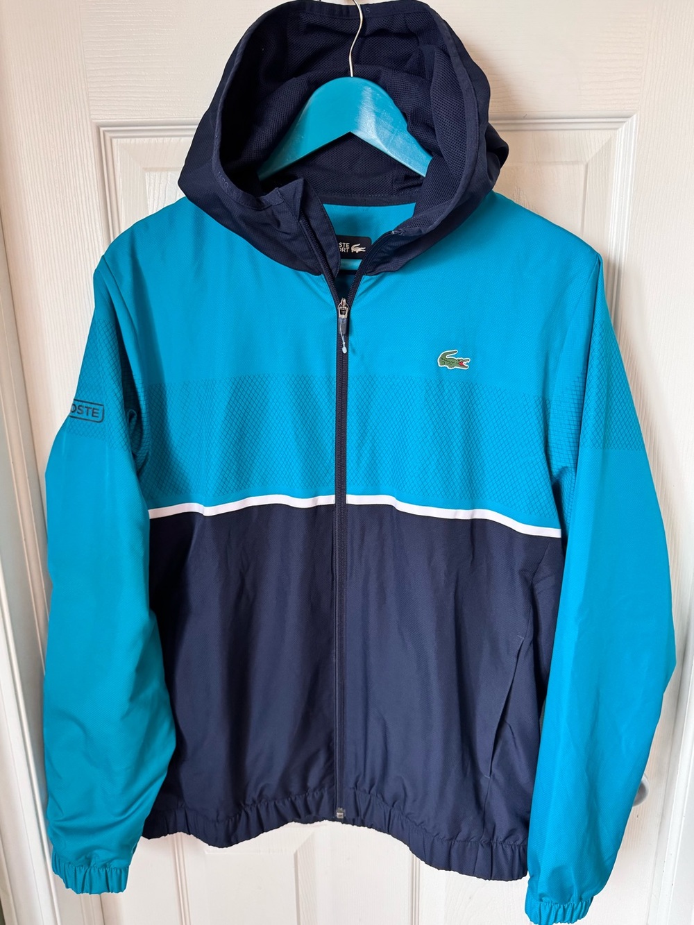 Mens Lacoste Sport Colour Block Hooded Lightweight Track Jacket Size 5 Large